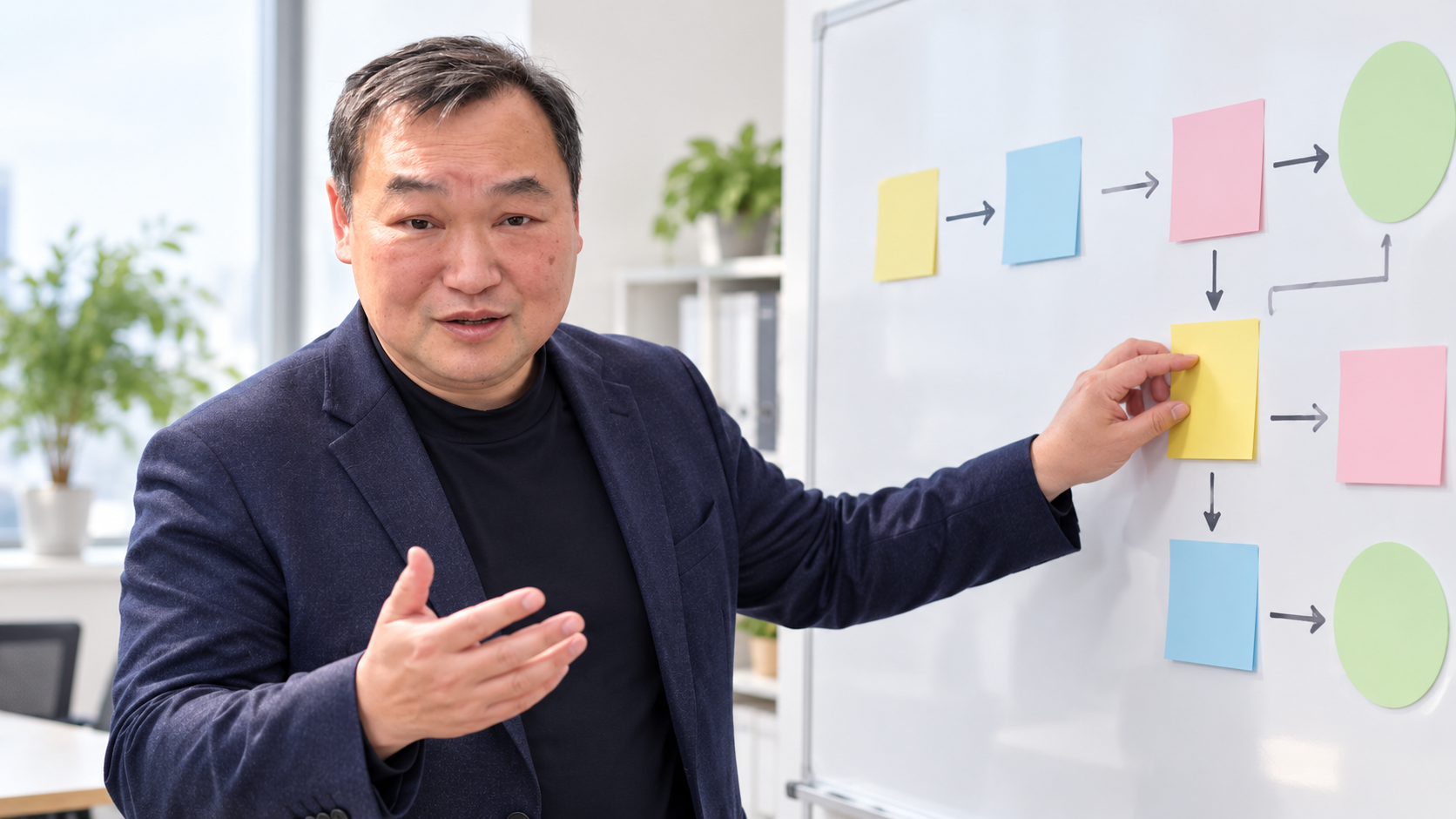 業務を整理してAI導入を準備する様子